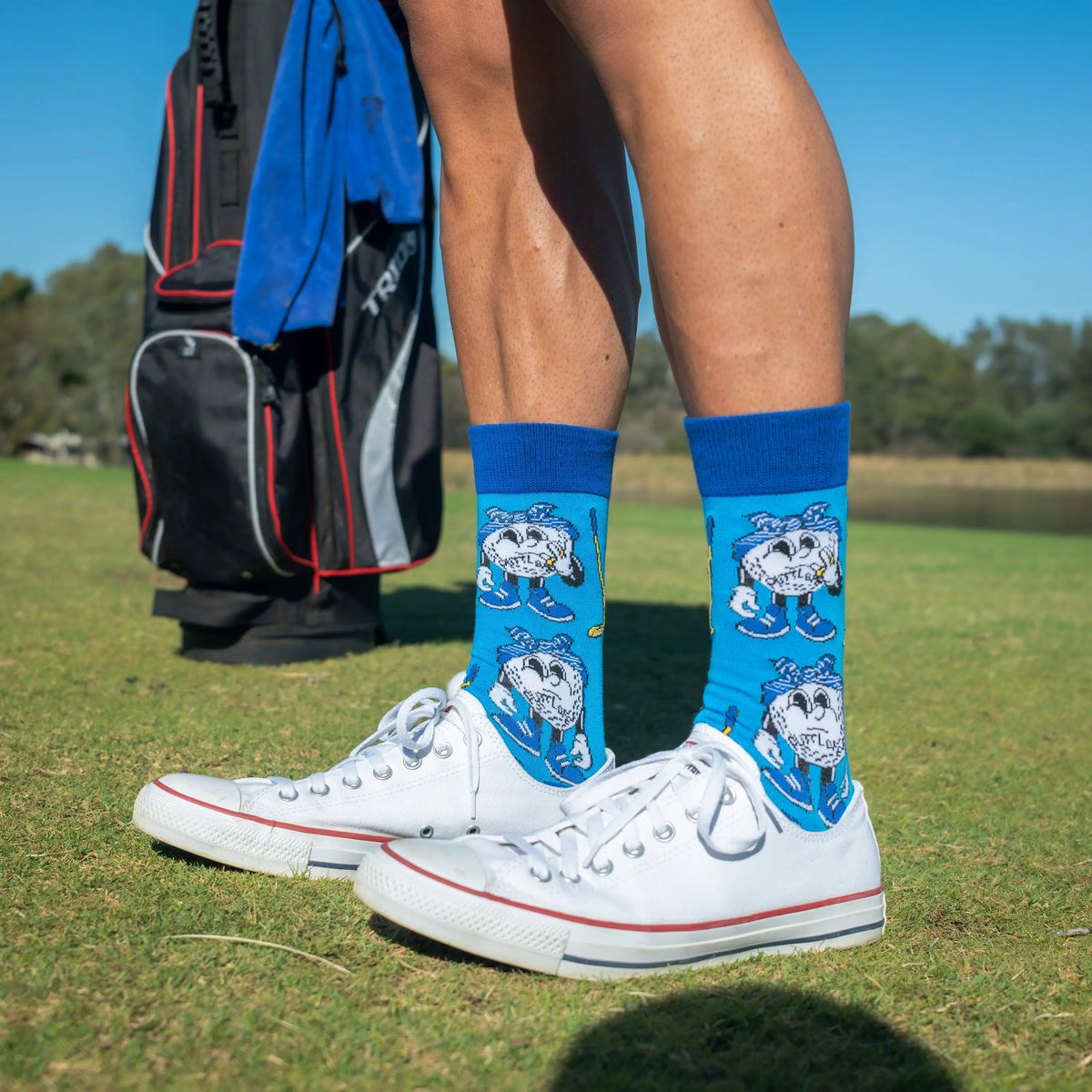 Close-up of 2 Putt golf sock design