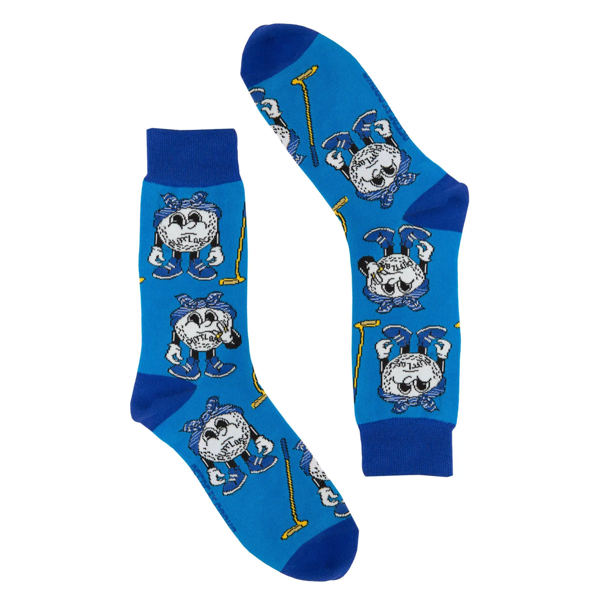 2 Putt funny golf socks flat lay