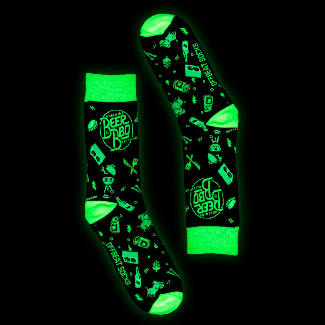 Beer and BBQ Festival Glow in the Dark Socks - 2025 Edition The Offbeat Sock Company
