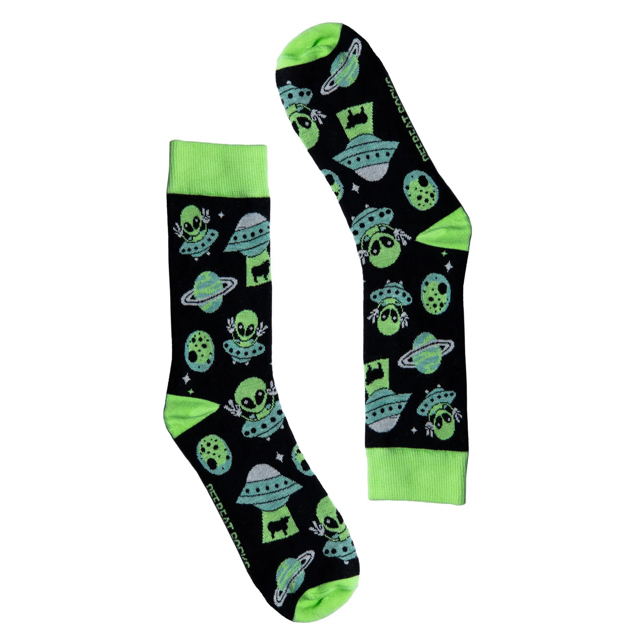 Glow in the dark alien space socks
