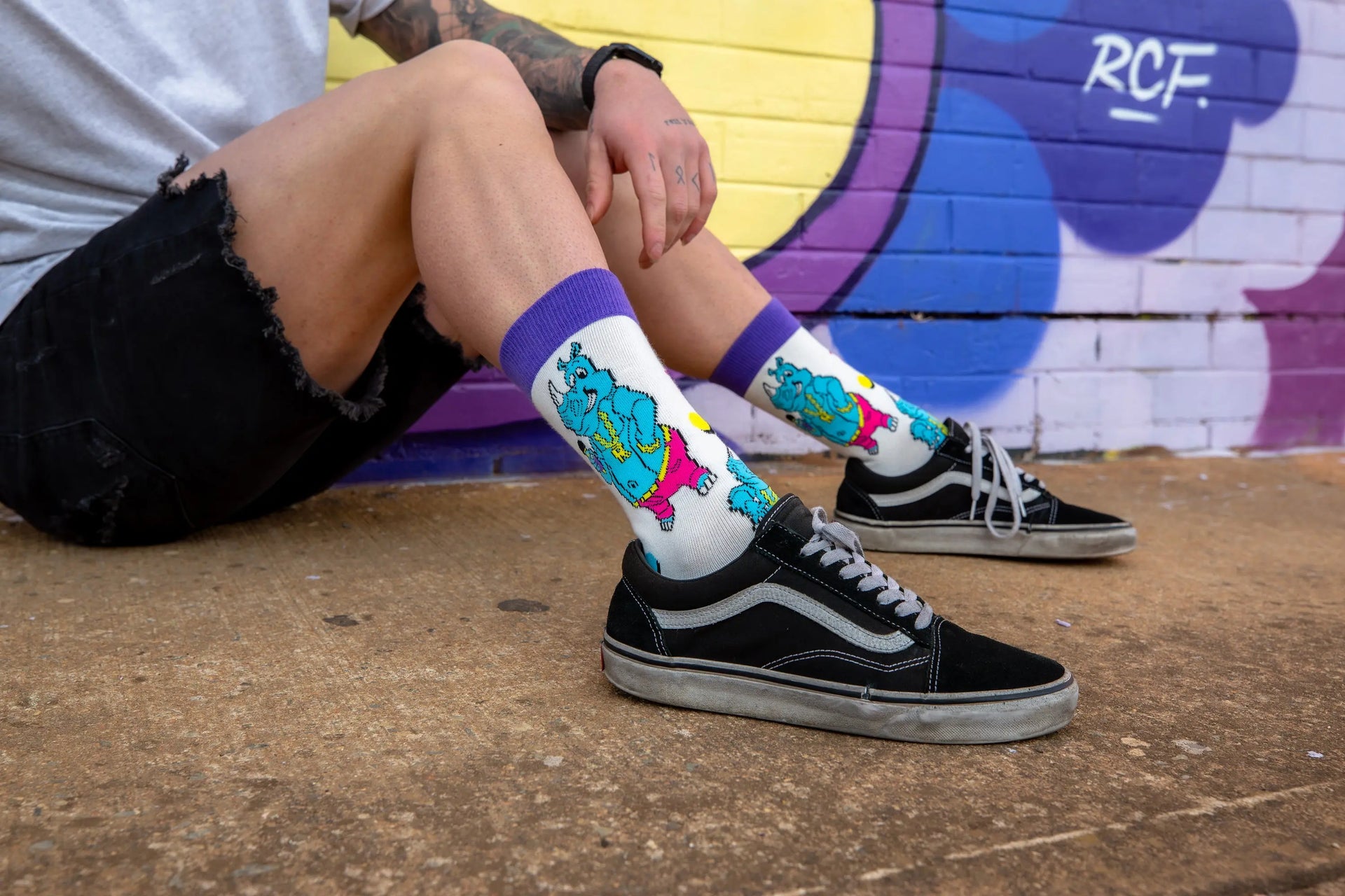 Straight Outta Sockton 'Rhymenocerous' Hip Hop Socks The Offbeat Sock Company