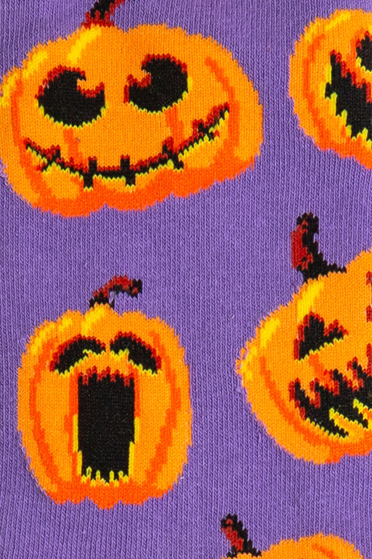 Close-up of premium combed cotton stitching on Sock O'Lantern Halloween socks