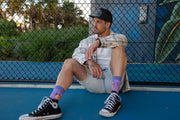 Prison Mike novelty socks being worn