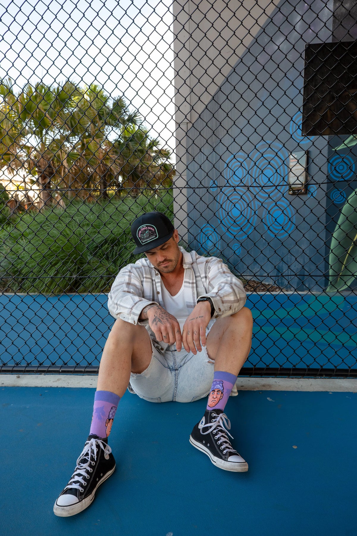Prison Mike pop culture socks styled with casual outfit